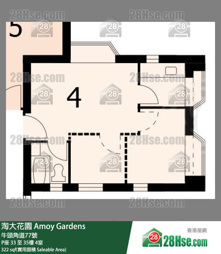 淘大花園 P座34樓 4室 平面圖
