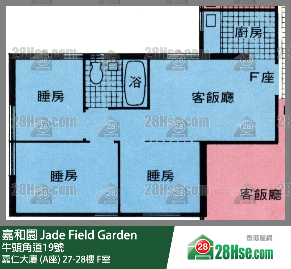 嘉和園 嘉仁大廈 (A座)27樓 F室 平面圖