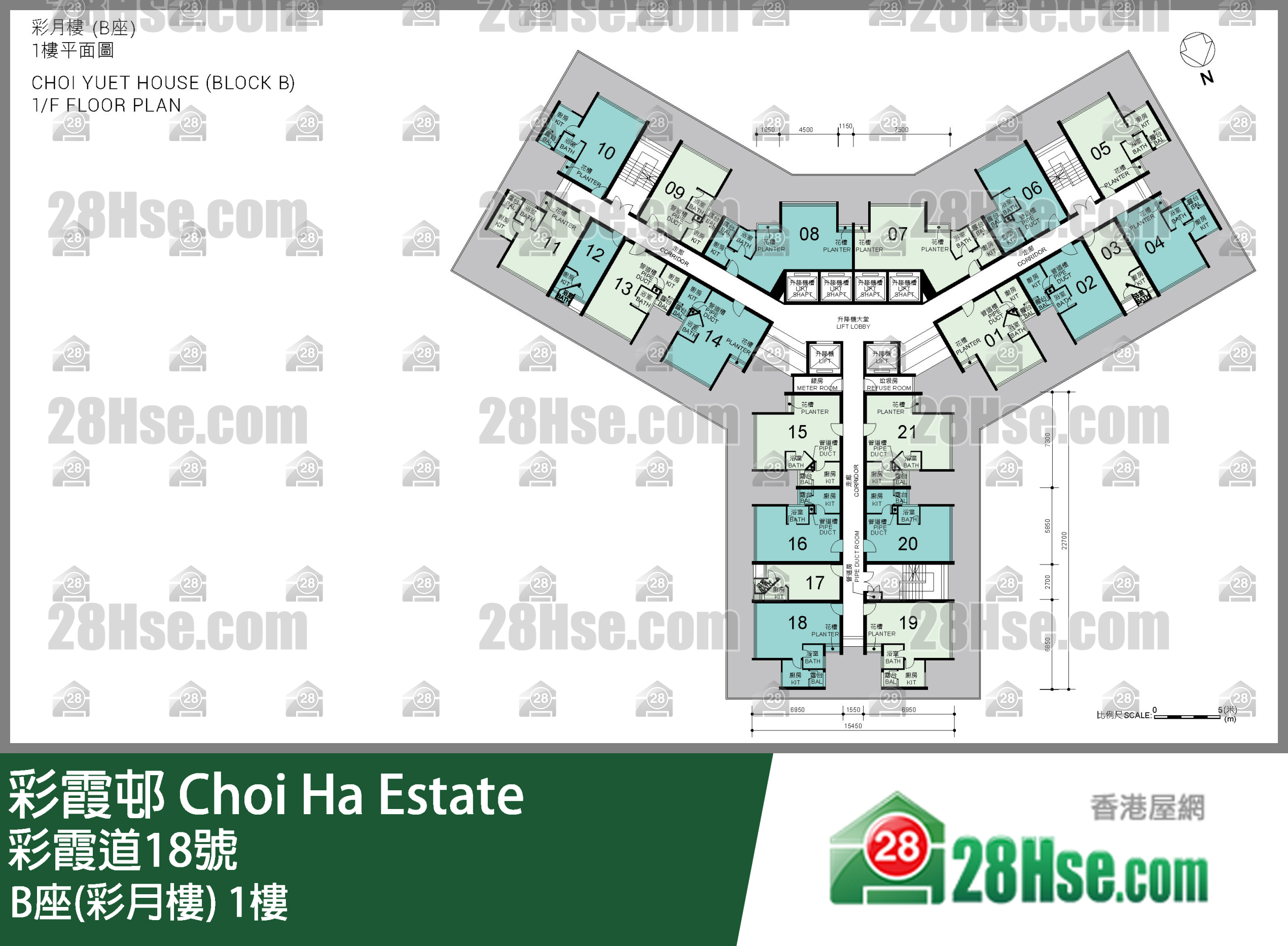 B座(彩月楼) 1楼 平面图