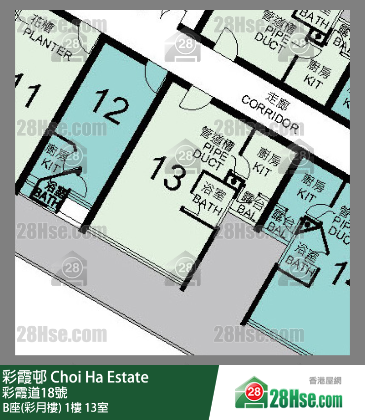 彩霞邨 B座(彩月樓)1樓 13室 平面圖