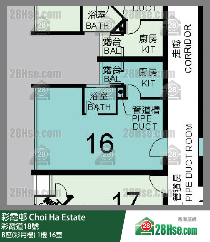 彩霞邨 B座(彩月樓)1樓 16室 平面圖