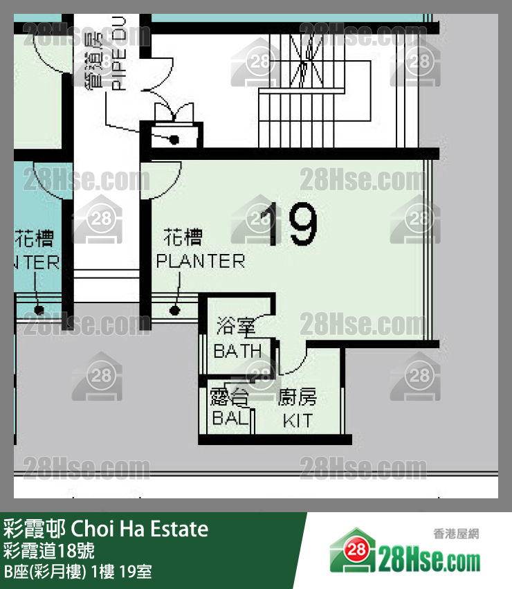 彩霞邨 B座(彩月樓)1樓 19室 平面圖