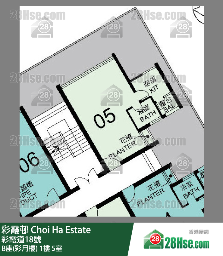 彩霞邨 B座(彩月樓)1樓 5室 平面圖
