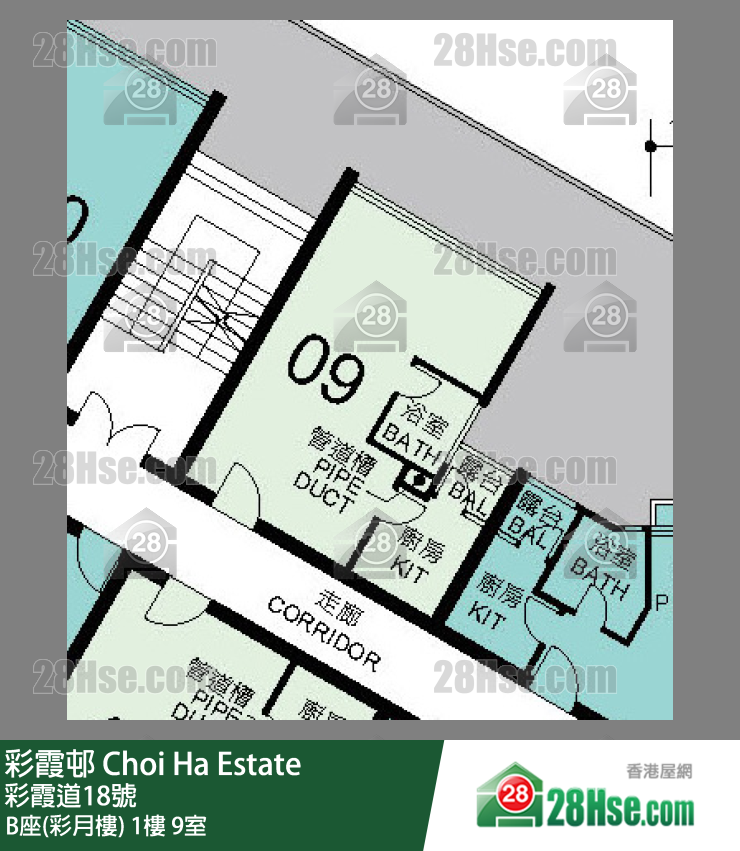 彩霞邨 B座(彩月樓)1樓 9室 平面圖