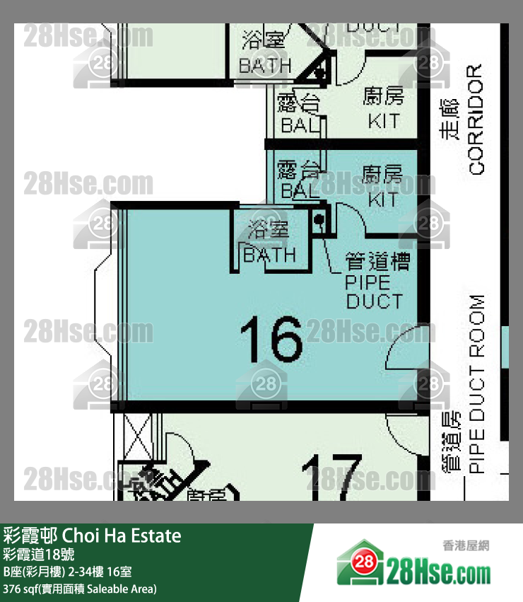 彩霞邨 单位平面图(由 28Hse 提供)