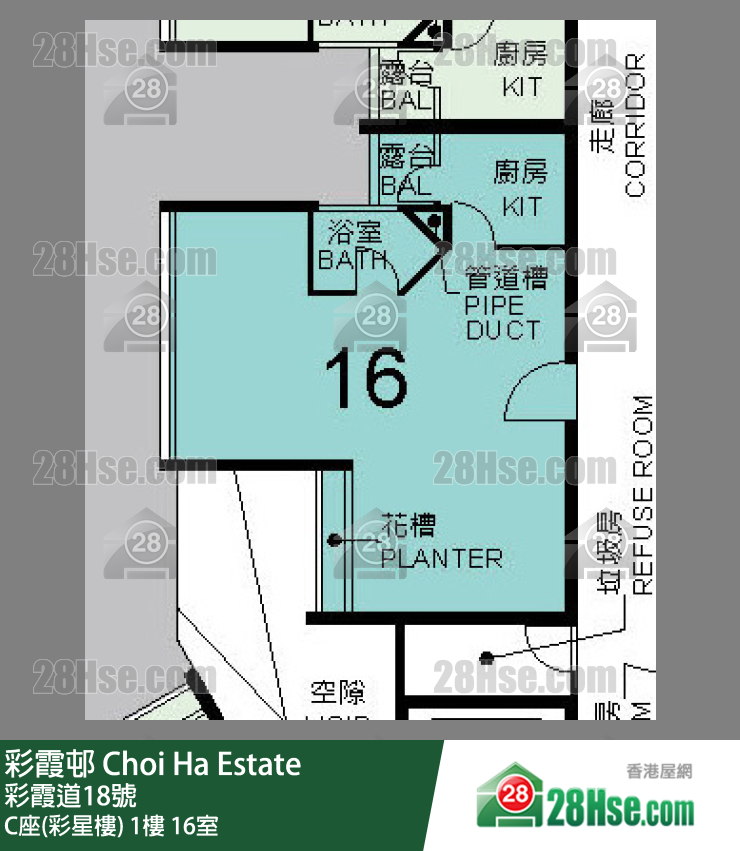 彩霞邨 C座(彩星樓)1樓 16室 平面圖