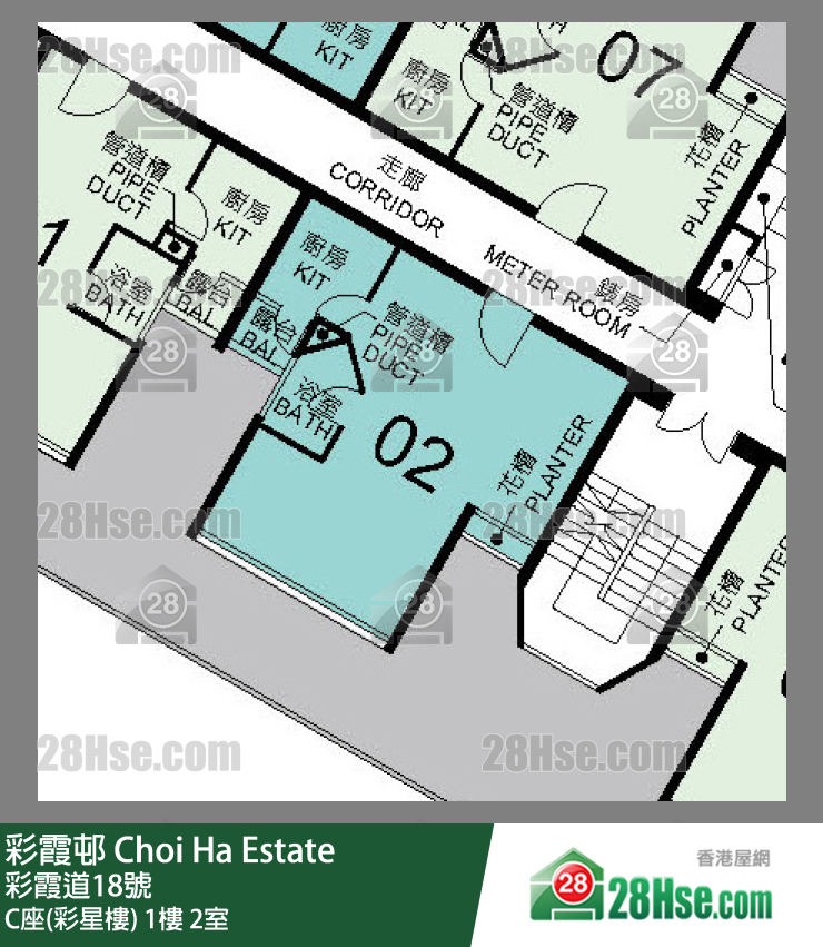 彩霞邨 C座(彩星樓)1樓 2室 平面圖