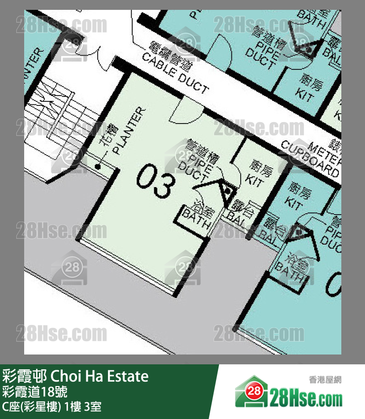 彩霞邨 C座(彩星樓)1樓 3室 平面圖