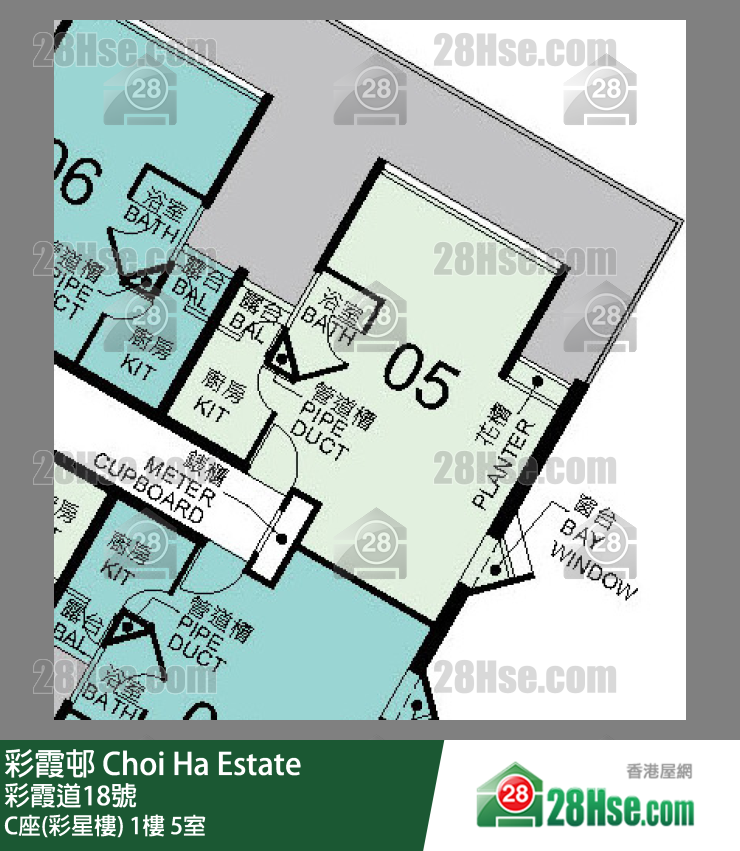 彩霞邨 C座(彩星樓)1樓 5室 平面圖