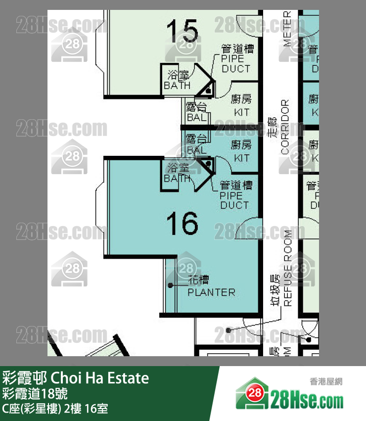 彩霞邨 C座(彩星樓) 2樓 16室 平面圖