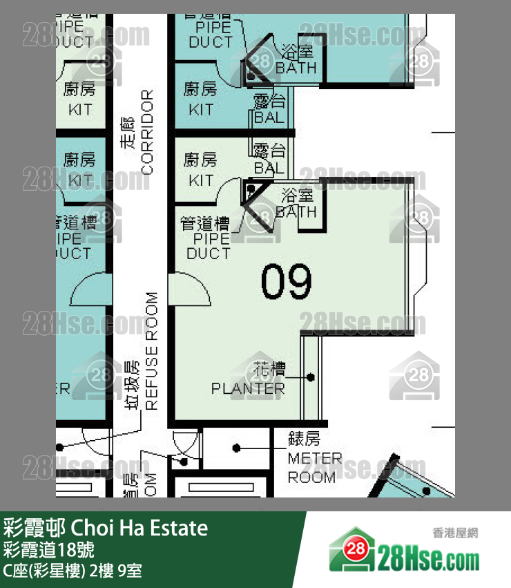 彩霞邨 C座(彩星樓)2樓 9室 平面圖
