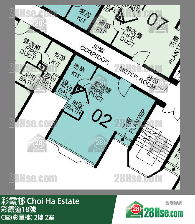 彩霞邨 C座(彩星樓)2樓 2室 平面圖