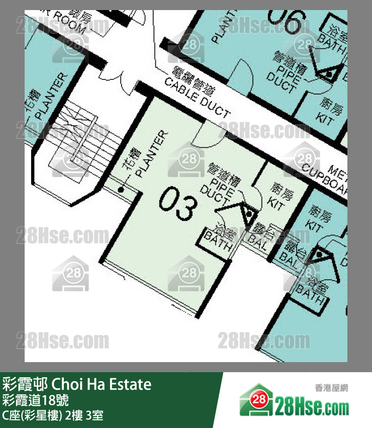 彩霞邨 C座(彩星樓)2樓 3室 平面圖