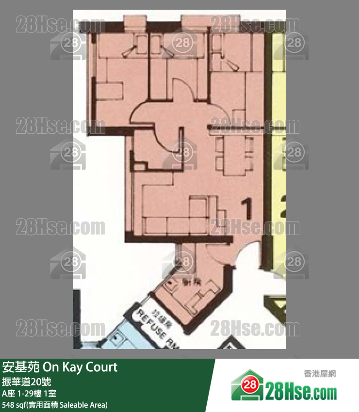 安基苑 A座4樓 1室 平面圖