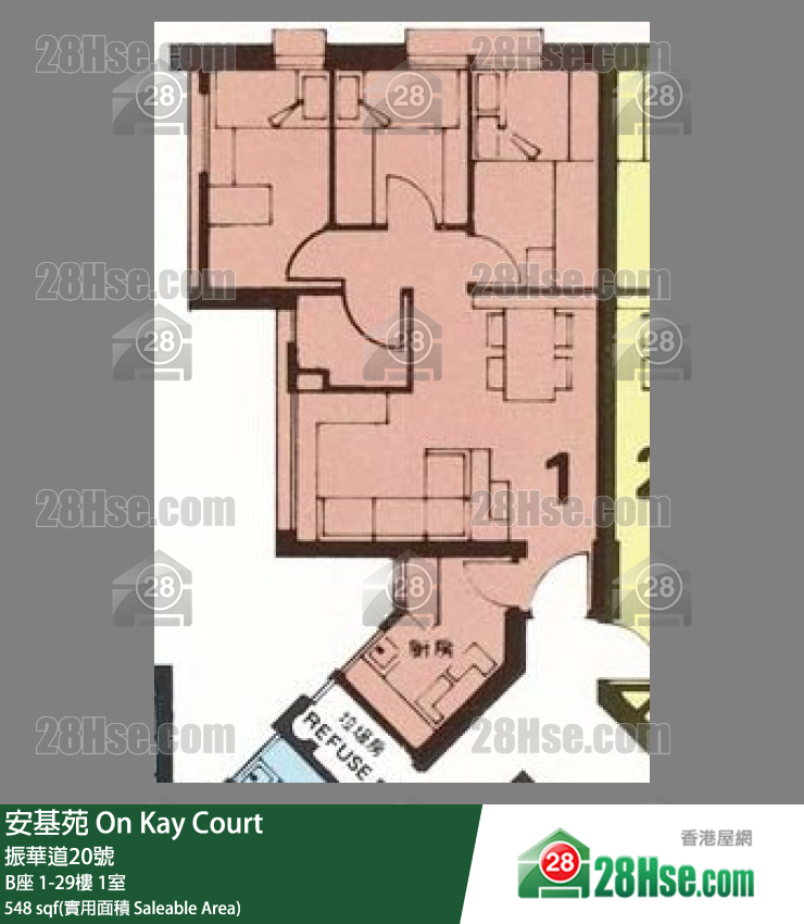 安基苑 B座18楼 1室 平面图