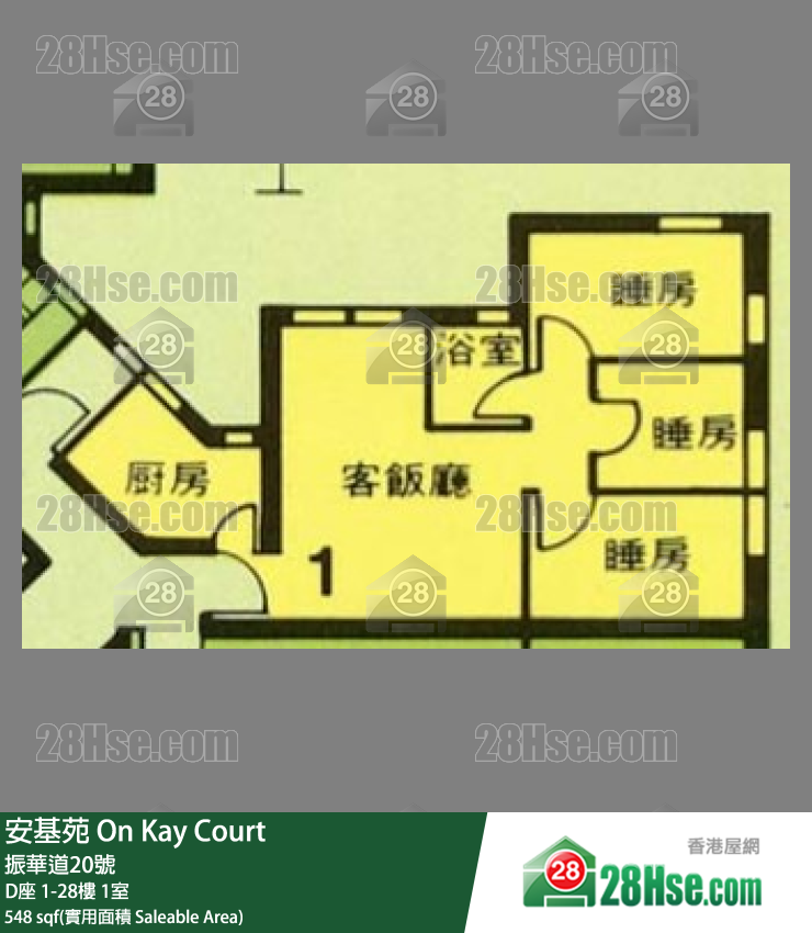 安基苑 D座23樓 1室 平面圖