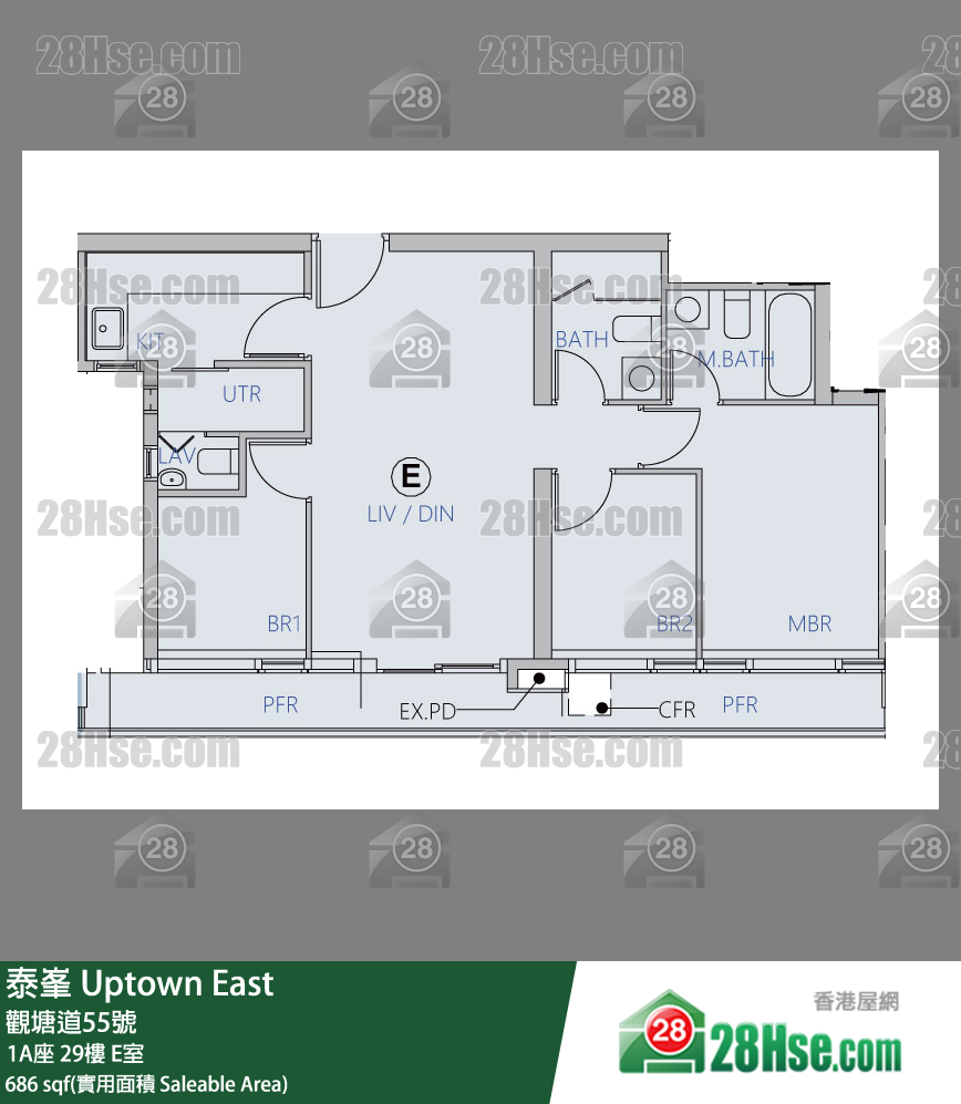 泰峯 1A座 29楼 E室 平面图