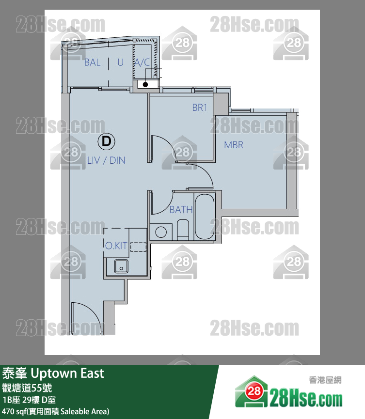 泰峯 1B座 29樓 D室 平面圖