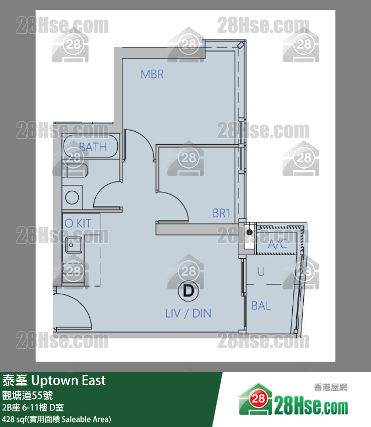 泰峯 2B座 8樓 D室 平面圖