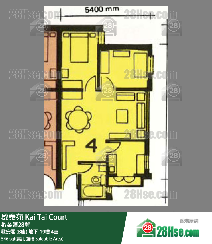 啟泰苑 啟安閣 (B座)3樓 4室 平面圖