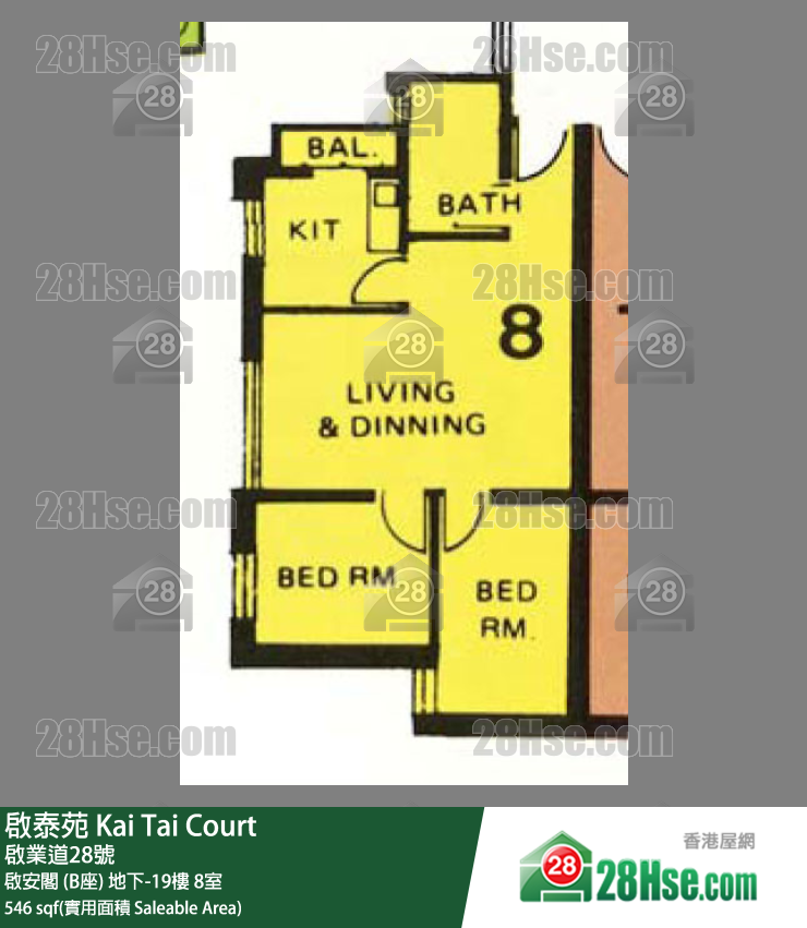 啟泰苑 啟安閣 (B座)8樓 8室 平面圖