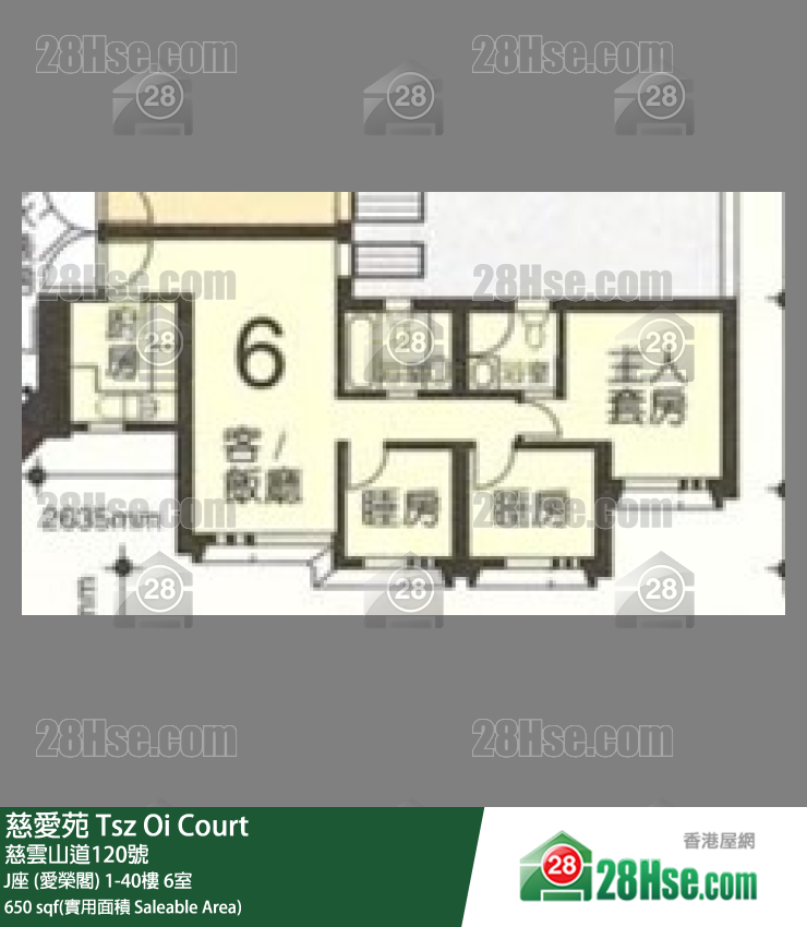 慈爱苑 J座 (爱荣阁)6楼 6室 平面图
