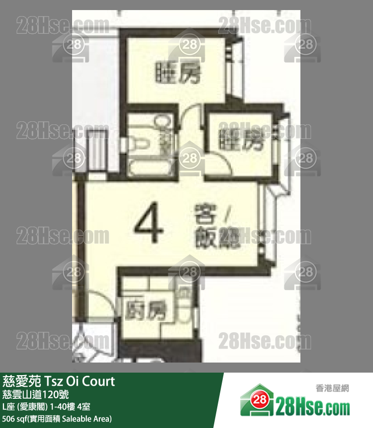 慈爱苑 L座 (爱康阁)38楼 4室 平面图