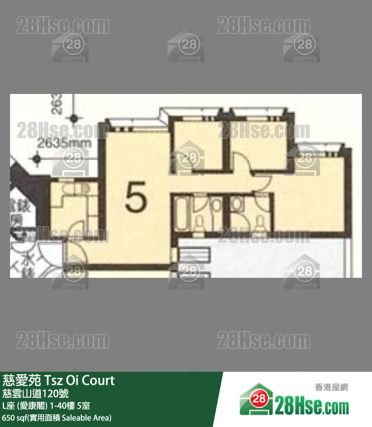 慈爱苑 L座 (爱康阁)36楼 5室 平面图