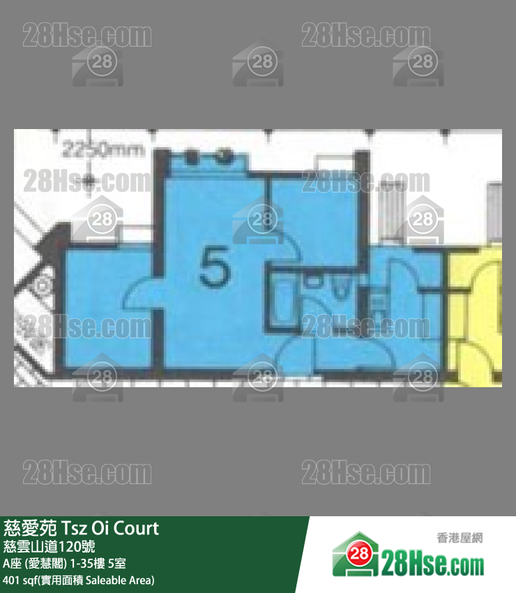慈爱苑 A座 (爱慧阁)28楼 5室 平面图
