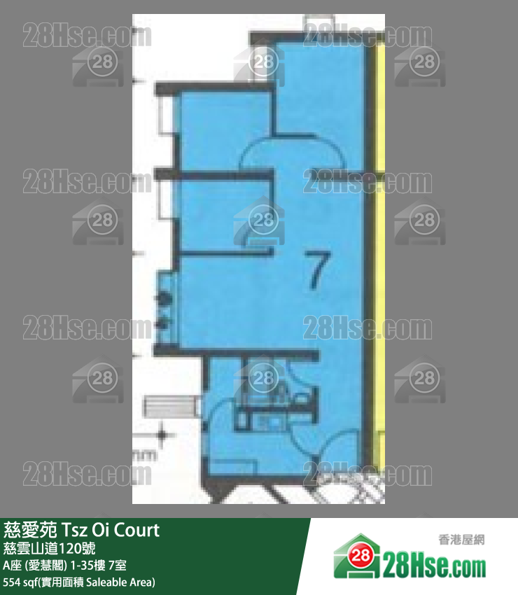 慈爱苑 A座 (爱慧阁)1楼 7室 平面图