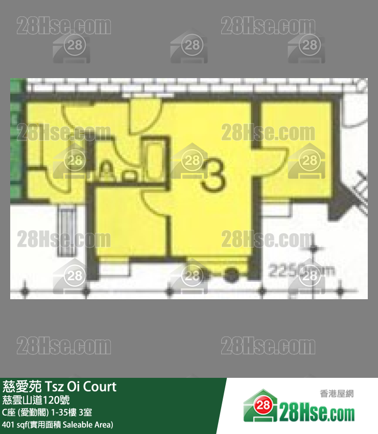 慈爱苑 C座 (爱勤阁)33楼 3室 平面图