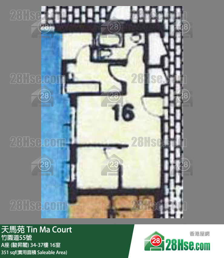 天馬苑 A座 (駿昇閣) 36樓 16室 平面圖