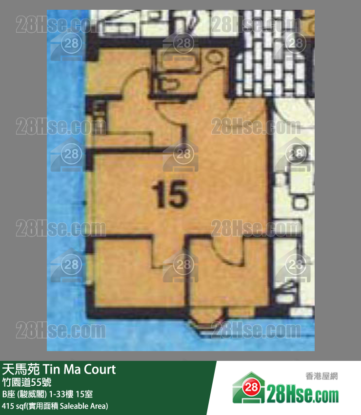 天馬苑 B座 (駿威閣)30樓 15室 平面圖
