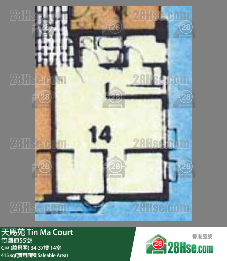 天馬苑 C座 (駿飛閣)34樓 14室 平面圖