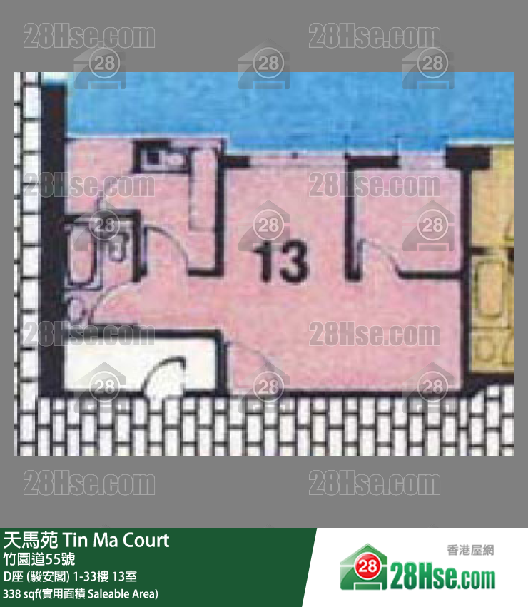 天马苑 D座 (骏安阁) 8楼 13室 平面图