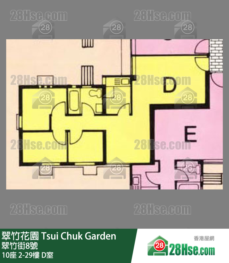 翠竹花園 10座6樓 D室 平面圖