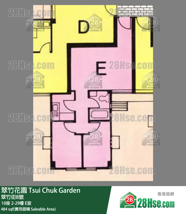翠竹花園 10座 23樓 E室 平面圖