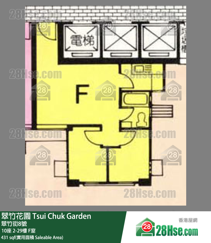 翠竹花園 10座18樓 F室 平面圖