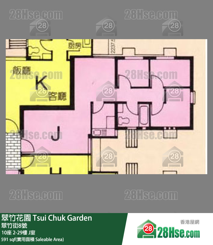 翠竹花園 10座 22樓 J室 平面圖