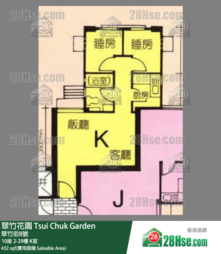 翠竹花園 10座19樓 K室 平面圖