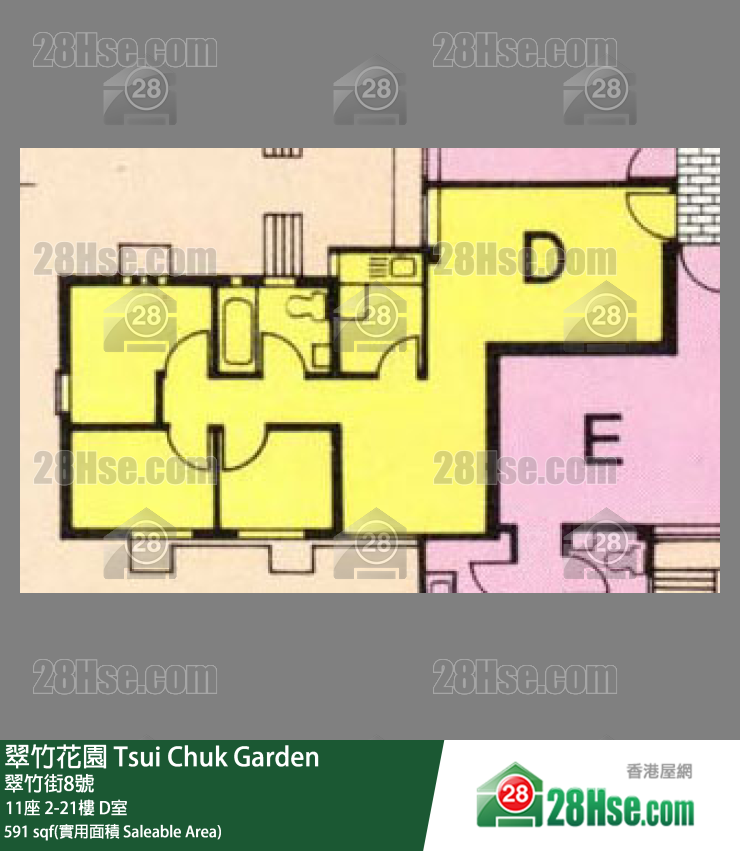 翠竹花園 11座9樓 D室 平面圖