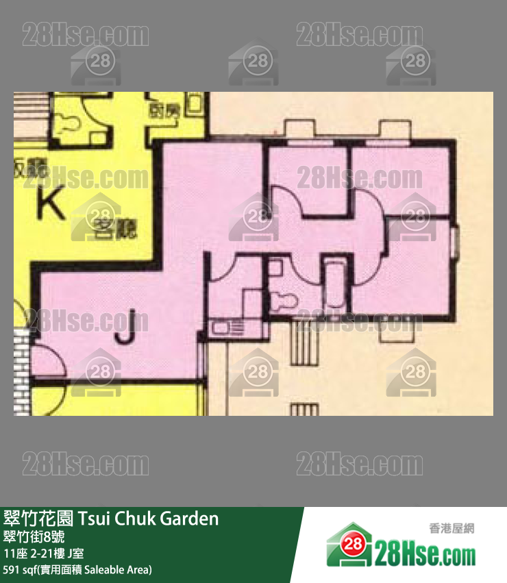翠竹花園 11座8樓 J室 平面圖