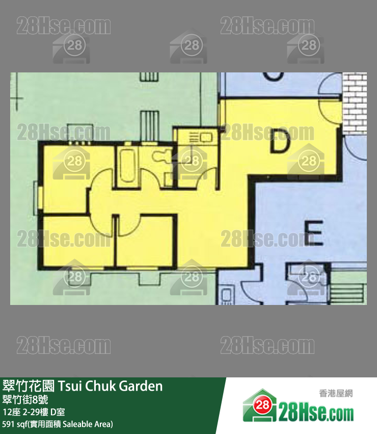 翠竹花園 12座3樓 D室 平面圖