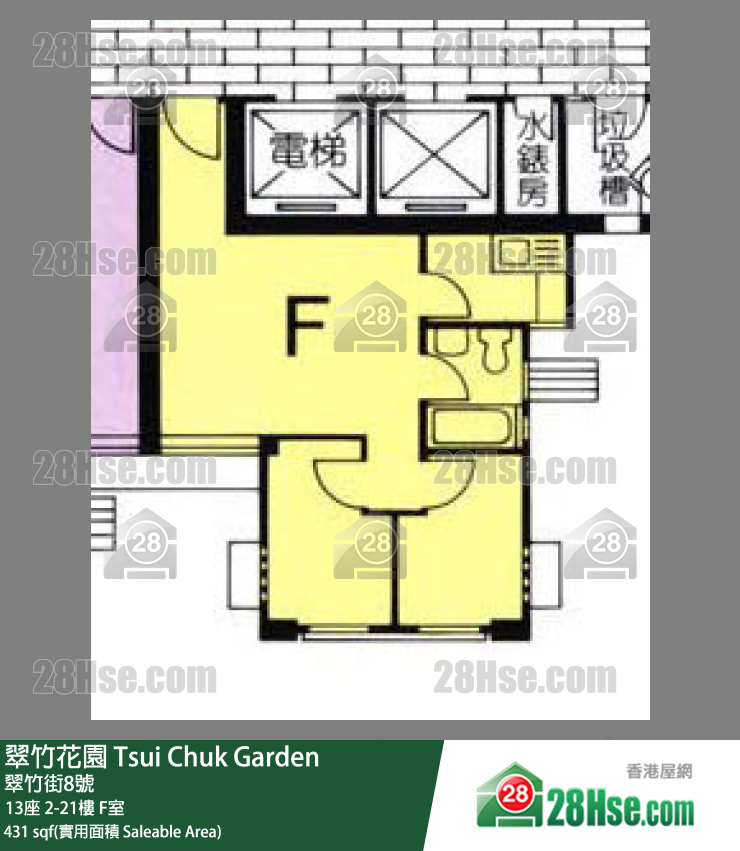 翠竹花园 13座17楼 F室 平面图