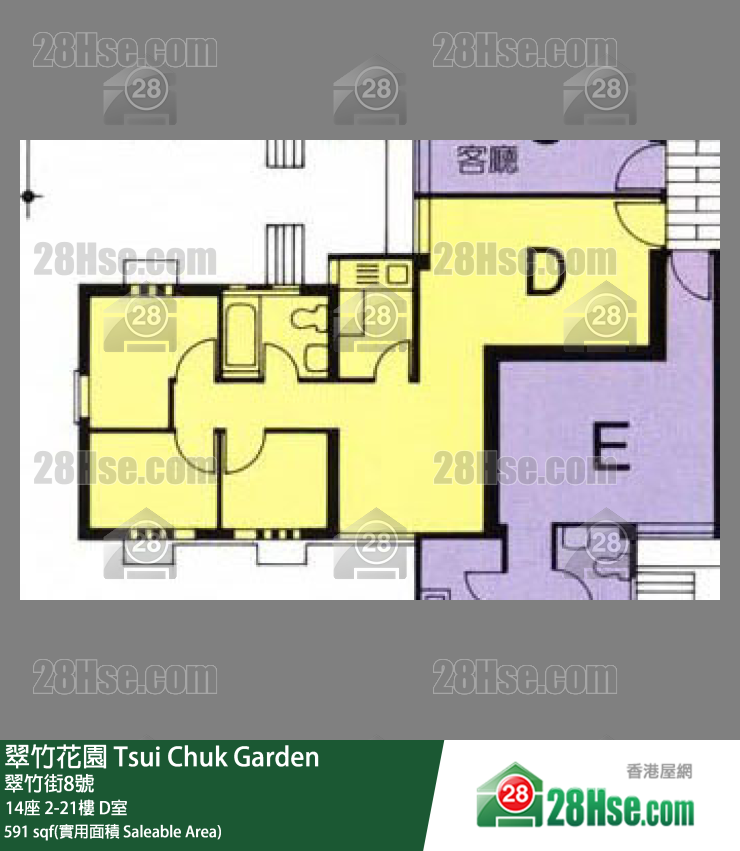 翠竹花園 14座18樓 D室 平面圖