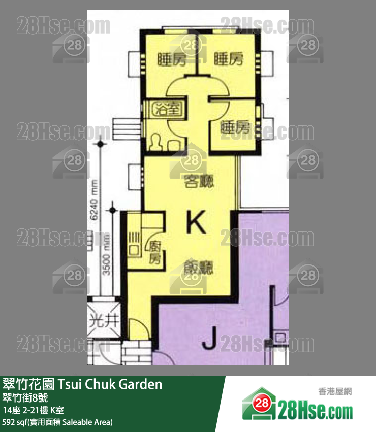 翠竹花園 14座 10樓 K室 平面圖