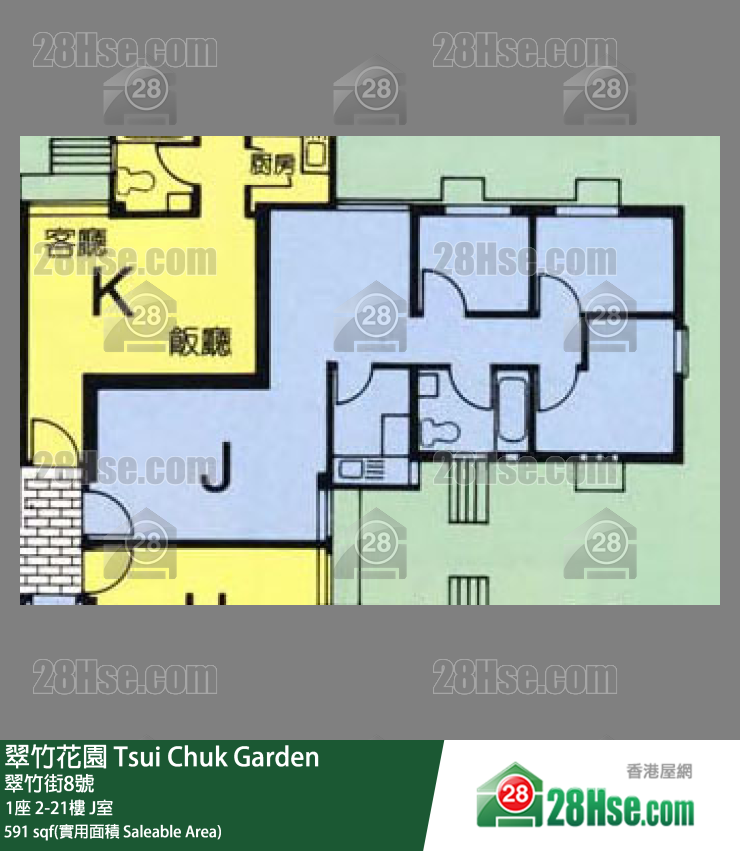 翠竹花園 1座3樓 J室 平面圖