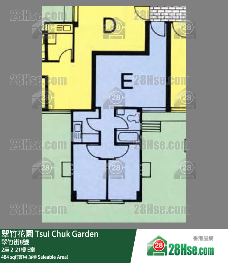 翠竹花園 2座8樓 E室 平面圖