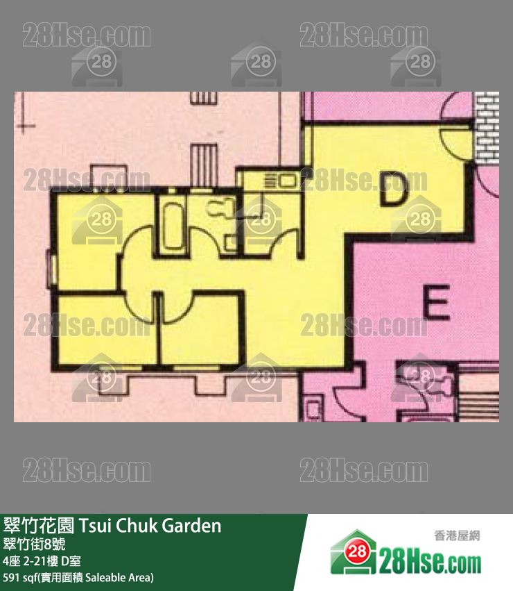 翠竹花園 4座13樓 D室 平面圖