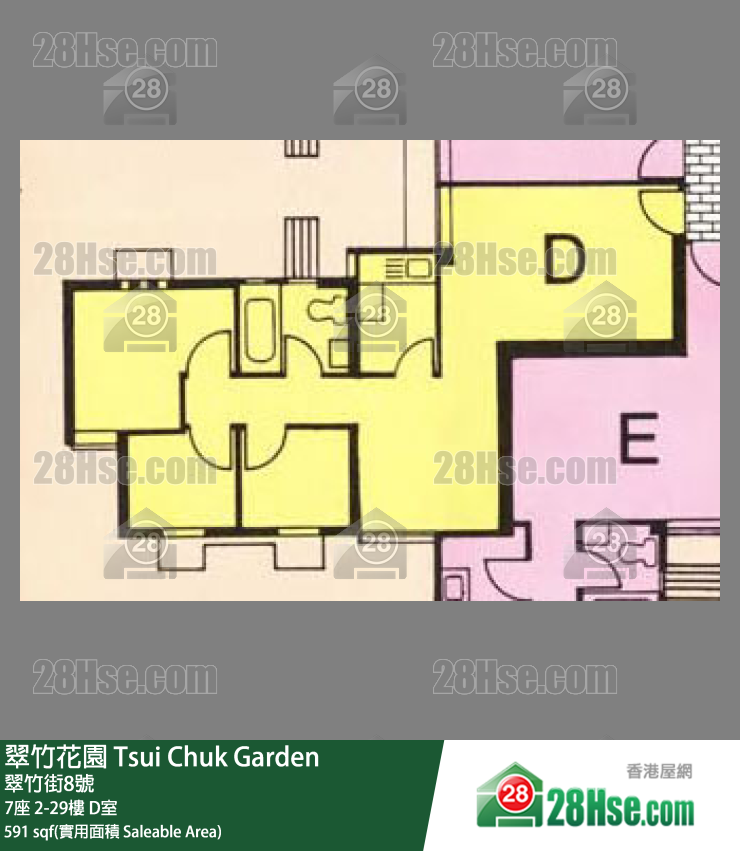 翠竹花園 7座27樓 D室 平面圖